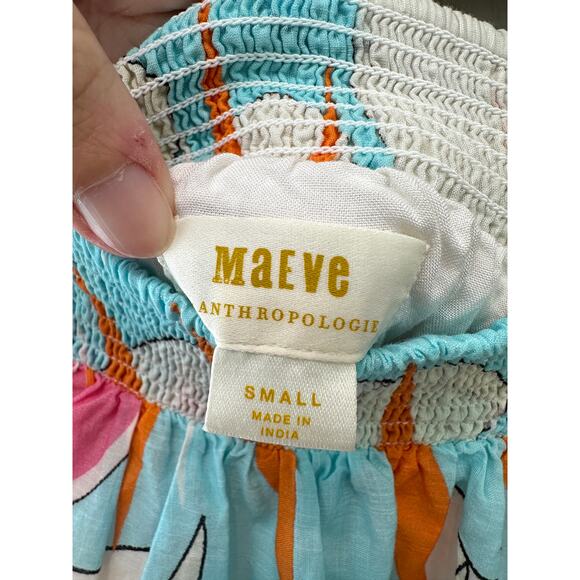 ANTHROPOLOGIE | Maeve Abstract Midi Skirt Smocked Waist Cotton | Small - Picture 5 of 7